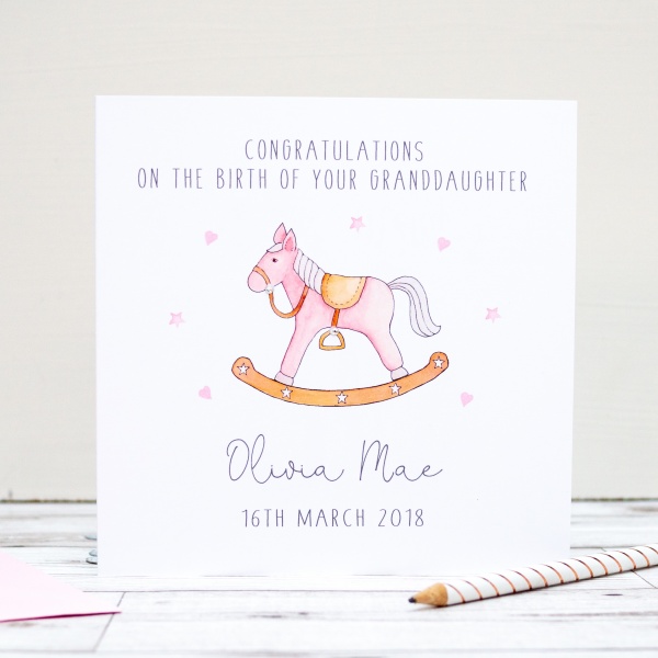 Personalised New Granddaughter Card - New Grandparents Card